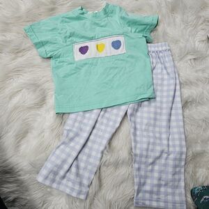 Oh So Sweet Smocks Baby Boy Valentines Outfit Hearts Size 12 Months Pants Shirt